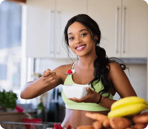 Woman eating healthy food